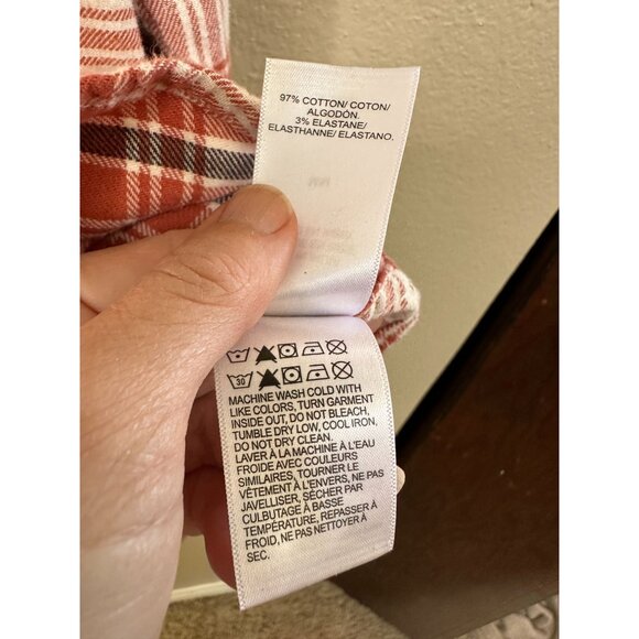 Lucky Brand Mens Orange & White‎ Plaid Flannel Medium Long Sleeve Snap Button - Picture 5 of 8